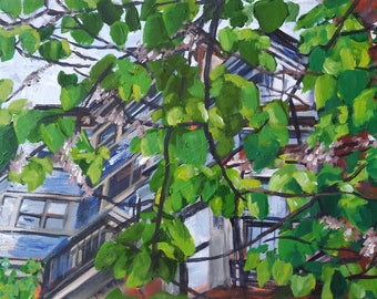 City Trees - 24" x 12" Original painting on canvas