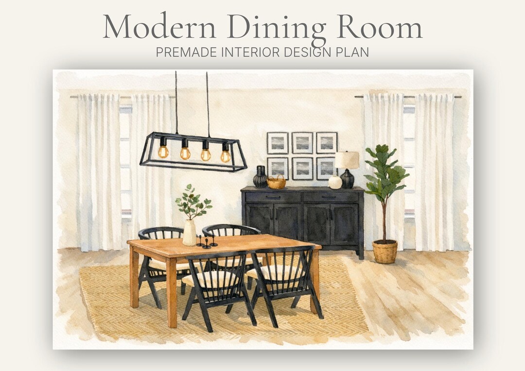 Modern Dining Room Design Plan | Digital Interior Design Guide (PDF ...