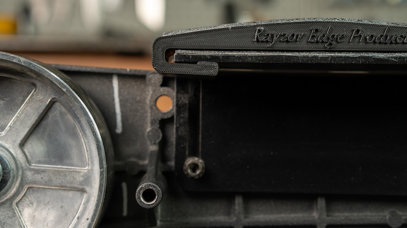 Close up of the high-performance PLA+ polyester composite build and pre-installed graphite tape for heat resistance.