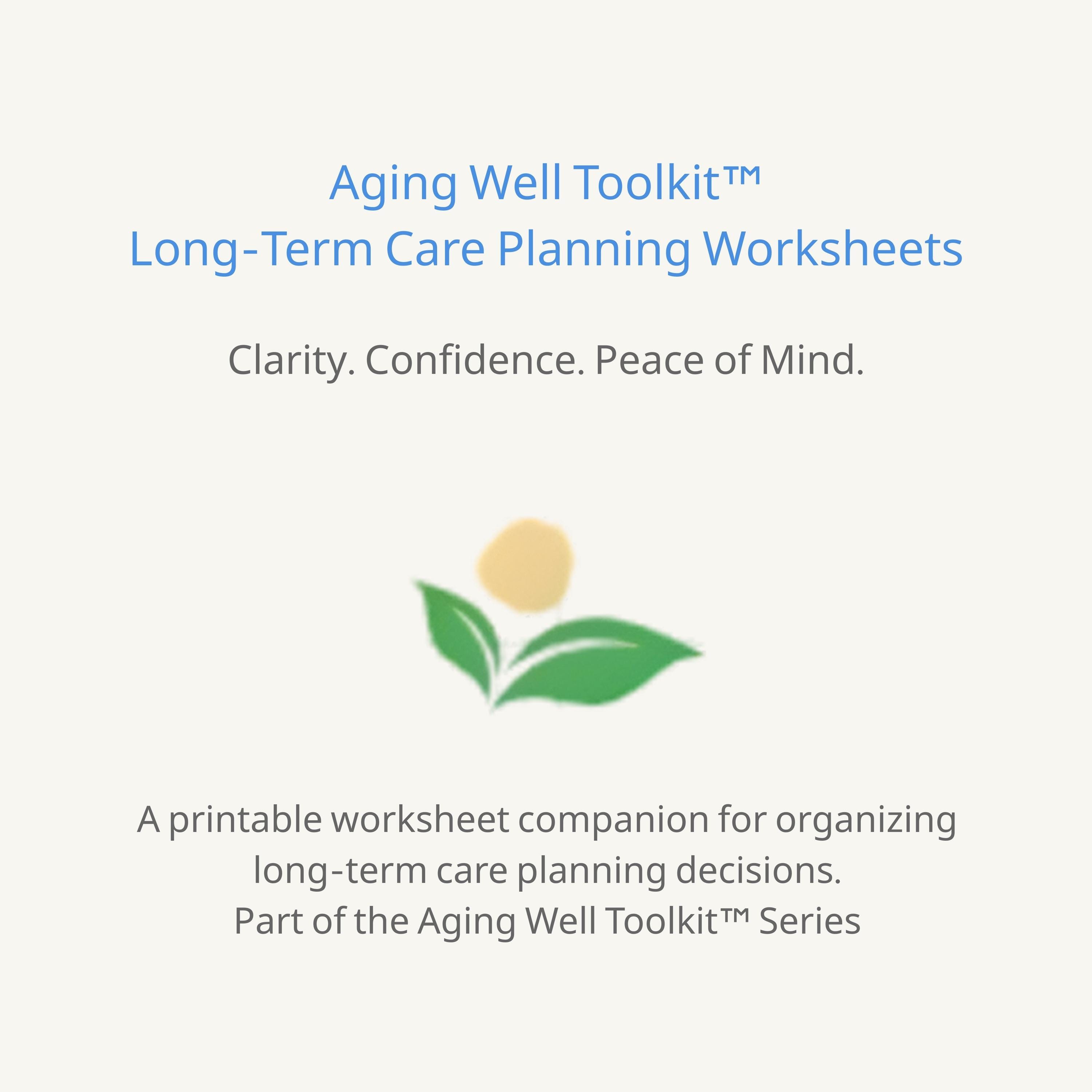 Aging Well Toolkit™: Long-term Care Planning Worksheets | Printable ...