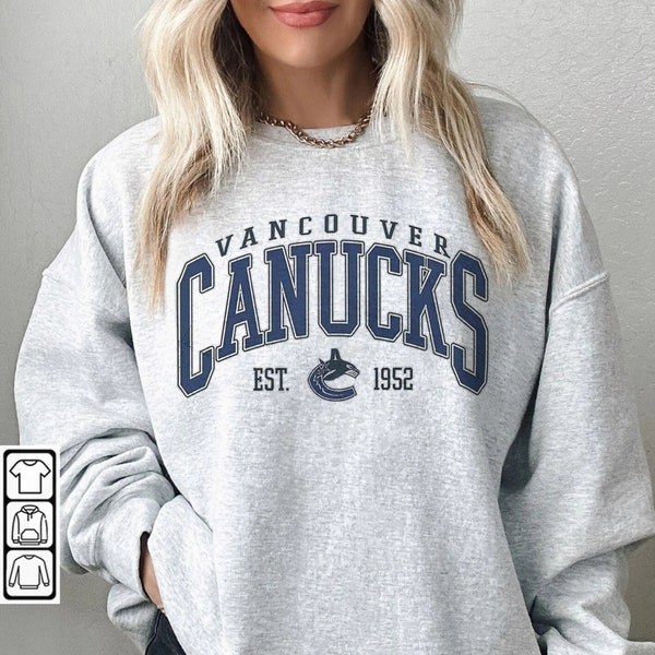 Vancouver Canucks Shirt, Merch Vintage 90s Sweatshirt Hockey Retro Unisex Crewneck Gift For Fan College 1610S LTRP