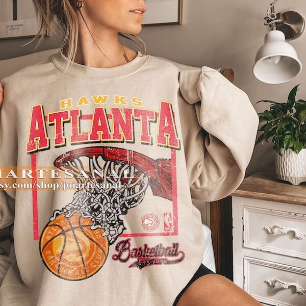 Vintage Atlanta Basketball Sweatshirt, Hawks Crewneck Sweatshirt, Atlanta Shirt, Womens Mens Atlanta Basketball Fan Shirt, Best Gift Ever