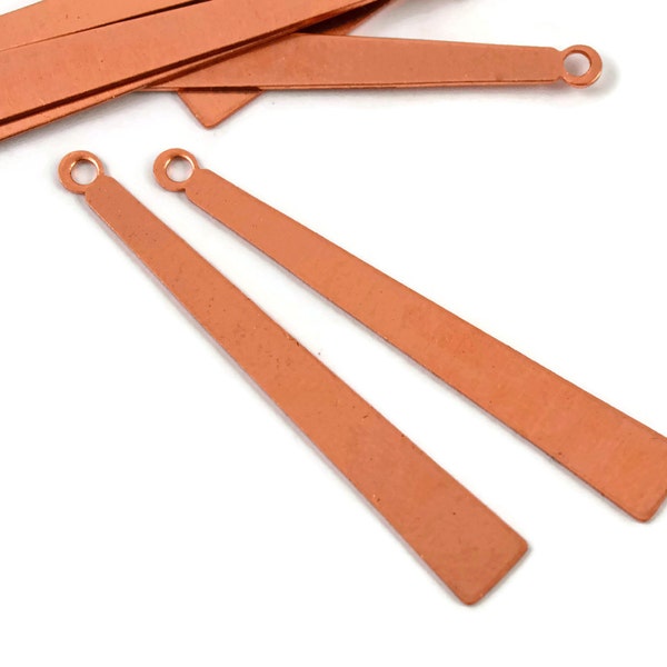 24 Gauge Copper Blank, Long Thin Triangle Drop, 5.5mm x  40mm with 1.5mm Loop, Pkg 12 or 50
