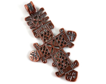 Large Medieval Cross - Bronze - 37x64mm - Mykonos Beads