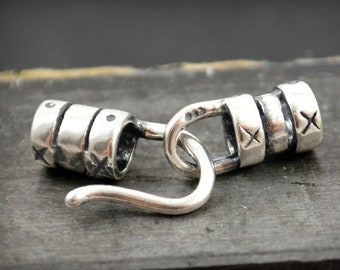 3mm Crimp Hook and End Cap - Sterling Silver Ox - Perfect for Leather Cord