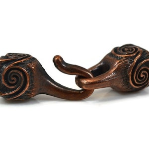 Wave Clasp Hook Closure, Bronze, Mykonos Greek Beads, Glue In Clasp for Cord with 7mm Opening, Pkg 1 or 4 image 1