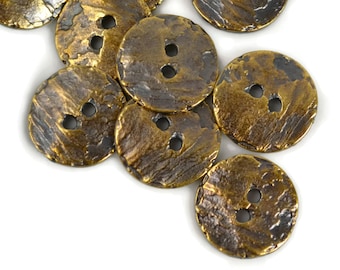 16mm Button, Antique Brass, Mykonos Beads, Pkg 6