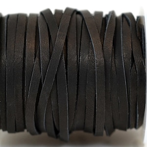 3mm Deerskin Lace Flat Leather Cord - Black