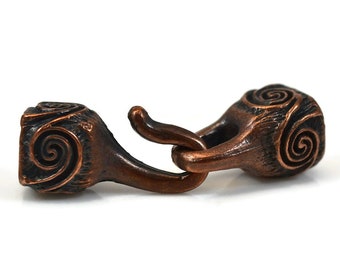 Wave Clasp Hook Closure, Bronze, Mykonos Greek Beads, Glue In Clasp for Cord with 7mm Opening, Pkg 1 or 4