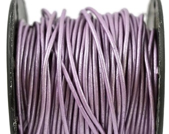 1.5mm Metallic Chandani Purple Leather Cord Round, Subtle Sheen, Vegetable Tanned Cowhide Leather