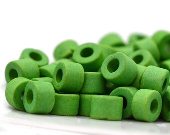 6mm Mini Tube - Light Green - Terracotta Clay - Mykonos Beads - Pkg 100