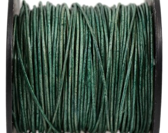 1.5mm Round Leather Metallic Cord 6 Yards Metallic Ocean Green Leather Cording