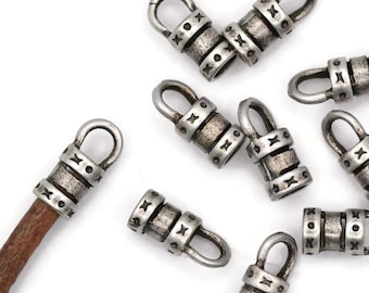 3mm Crimp End with Loop - Antique Silver - Pkg 12