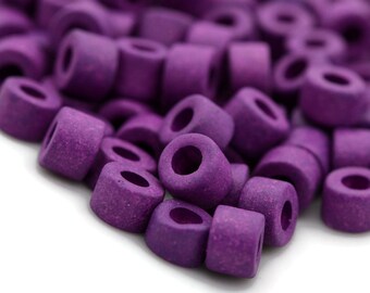 6mm Mini Tube, Purple, Mykonos Greek Ceramic Beads, Pkg 50 or 150