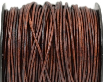 Chocolate Genuine Leather Cord by The Yard Round 1.5mm