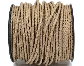 2mm Cotton Bolo Cord, Sand Light Brown, Vegan Leather Alternative