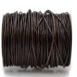 1mm Natural Rustic Brown Leather Cord Round, Matte Finish, Vegetable Tanned Genuine Leather