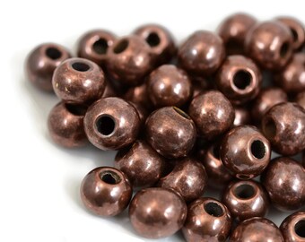 8mm Bronze Round Ceramic Bead - Mykonos Greek Beads - QTY: 8 or 18