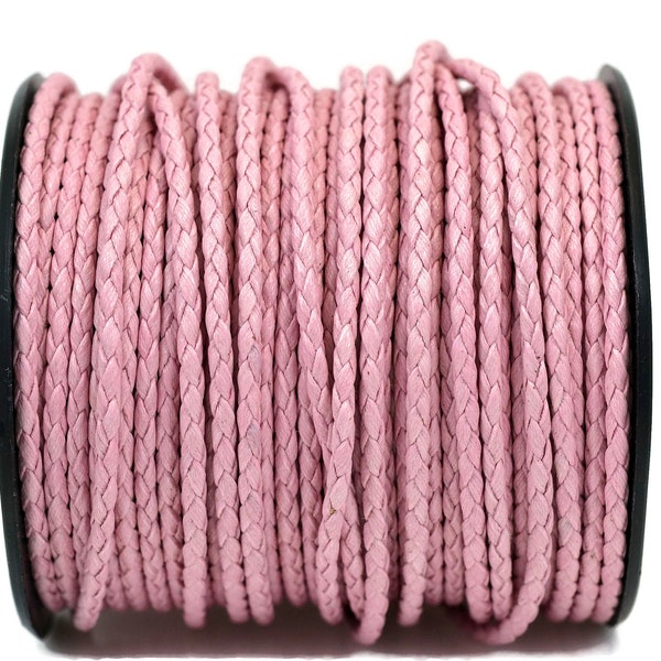 3mm Cotton Bolo Cord, Pink, Vegan Leather Alternative, Braided Cord