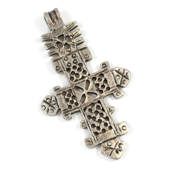 Large Medieval Cross - Pewter - 37x64mm - 3mm Hole - Mykonos Beads