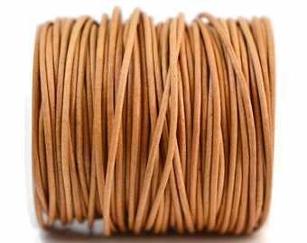 1.5mm Natural Leather Round Cord, Matte Finish, Cowhide Leather