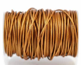 1.5mm Round Leather Cord - Metallic Bronze - Genuine Leather