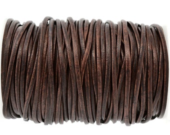 3mm Latigo Leather Lace, Natural Dark Brown, 3mm x 2mm, Matte Finish, Vegetable Tanned Cowhide Leather