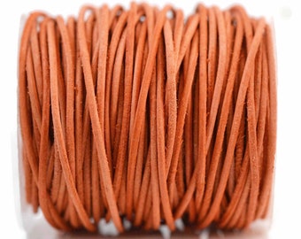 2mm Vintage Orange Leather Cord Round - Matte Finish