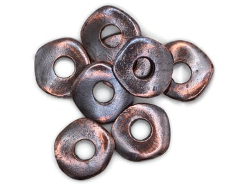 Cornflake Bead, 15mm with 5mm Hole, Dark Bronze, Mykonos Greek Beads, Pkg 6