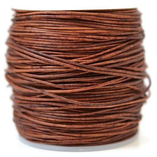 1mm Natural Light Brown Leather Round Cord Distressed Matte Etsy