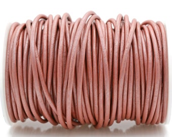 3mm Shimmer Sherbet Leather Cord Round, Subtle Sheen, Vegetable Tanned Cowhide Leather