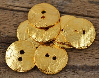 16mm Button, 24 Karat Gold, Mykonos Beads, Pkg 4