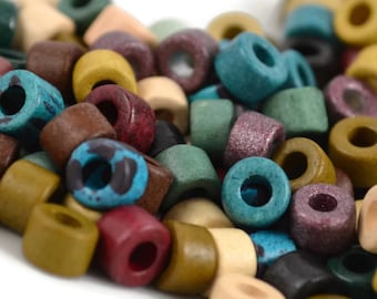 6mm Mini Tube - Earthy Color Mix - Terracotta Clay - Mykonos Beads - Pkg 100