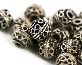 6mm Bali Style Bead, Pewter, 1.5mm Hole, Mykonos Greek Beads, Pkg 12