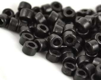 6mm Mini Tube, Black, Mykonos Greek Ceramic Beads, Pkg 50 or 150