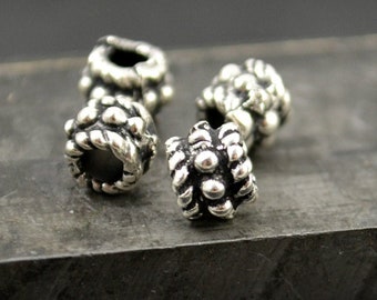 5mm Rustic Tube, Pewter, Mykonos Beads, Pkg 18