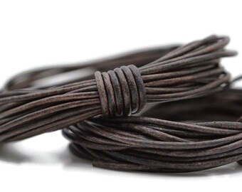 1.5mm Round Leather Cord - Natural Barnwood Grey - Genuine Leather