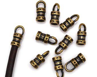 3mm Crimp End with Loop - Antique Brass - Pkg 12