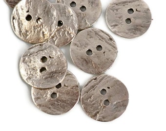 20mm Button Round - Pewter - Mykonos Beads Round Cornflake Button