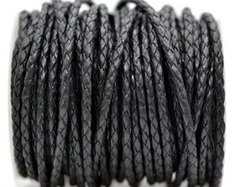 3mm Cotton Braided Bolo Cord - Black - Vegan Leather Alternative for Jewelry Making