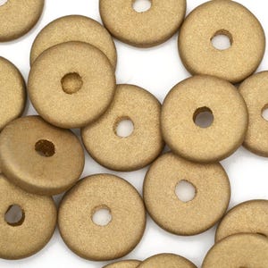 13mm Round Washer - Earthy Gold -  Terracotta Ceramic Bead - Mykonos Beads - Pkg 50