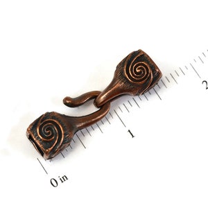 Wave Clasp Hook Closure, Bronze, Mykonos Greek Beads, Glue In Clasp for Cord with 7mm Opening, Pkg 1 or 4 image 5
