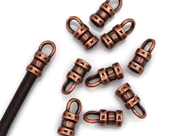 3mm Crimp End with Loop - Antique Copper - Pkg 12