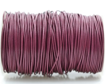 1.5mm Purple Plum Leather Round Cord, Subtle Sheen, Vegetable Tanned Cowhide Leather
