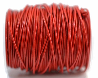 1mm Lipstick Red Leather Cord Round - Subtle Shine