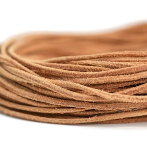 2mm Round Leather Cord - Natural - Greek Leather - Rustic Matte Finish