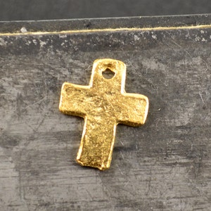 Tiny Cross Charm, 24 Karat Gold, 9mm x 12mm, Pkg 8
