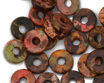 8mm Round Washer - Autumn Rust - Terracotta Clay - Mykonos Beads - Pkg 100