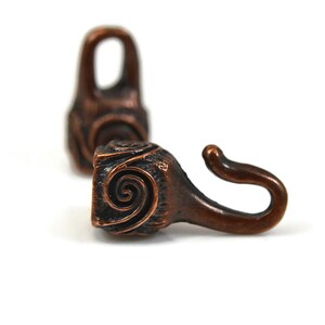 Wave Clasp Hook Closure, Bronze, Mykonos Greek Beads, Glue In Clasp for Cord with 7mm Opening, Pkg 1 or 4 image 4