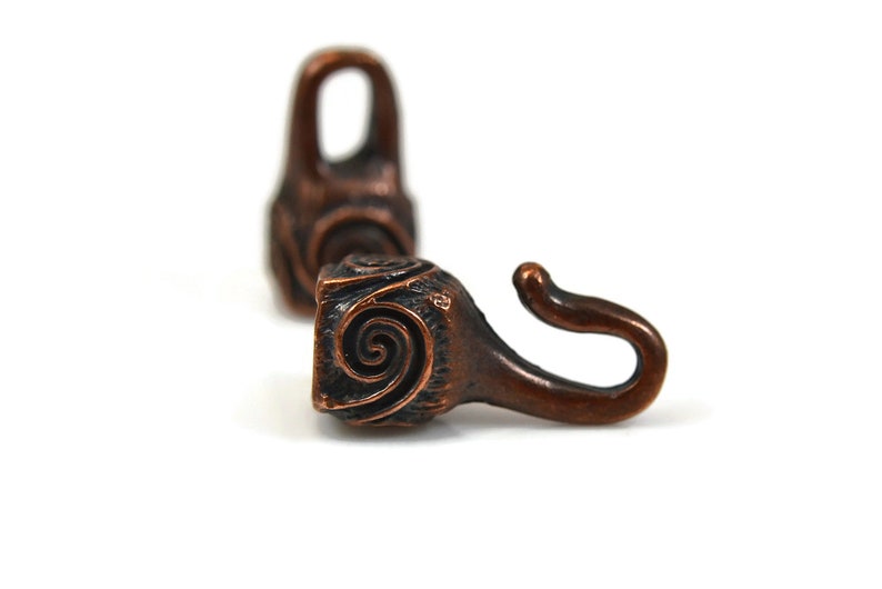 Wave Clasp Hook Closure, Bronze, Mykonos Greek Beads, Glue In Clasp for Cord with 7mm Opening, Pkg 1 or 4 image 4
